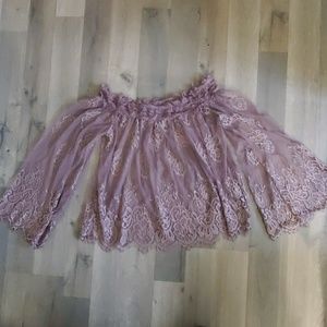 Purple lace long sleeve blouse